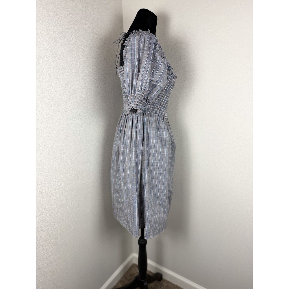 Hill House Home Athena Nap Dress Small Matilda Plaid Smocked Puff Sleeve Mini - Picture 12 of 13